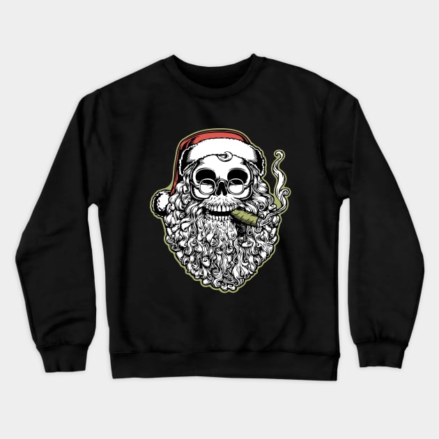 Smokin' Santa Skull Crewneck Sweatshirt by kbilltv